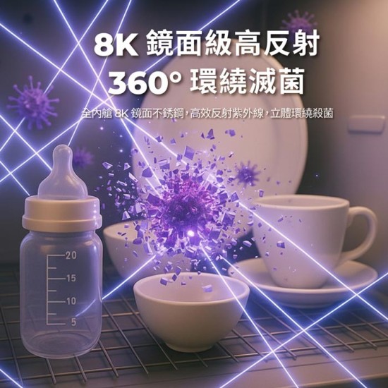 【愛華 AIWA】AW- UVC24P 淨無雙 UVCare 二合一烘乾/紫外線消毒櫃