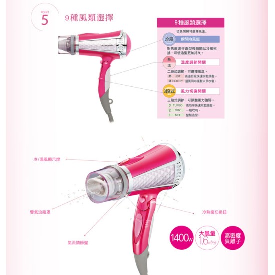 【TESCOM】TID960TW 負離子大風量吹風機 吹風機