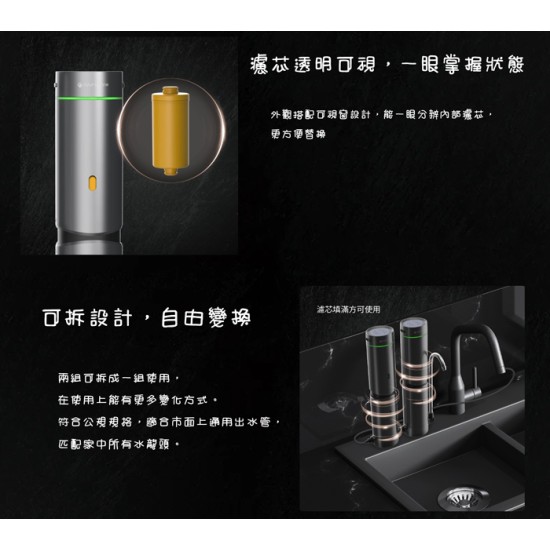 【nouristone】AbsolutePure A1+ 超濾直飲濾水器 免安裝 四層過濾 未來實驗室 超濾/碳棒/維他命C/鹼水濾芯組合 