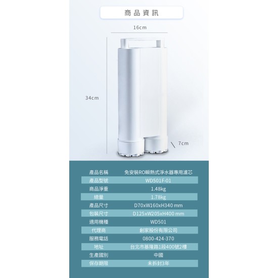 【iNNOHOME】 WD501F-01 專用濾芯 海爾Haier 濾芯 WD501A、WD501適用