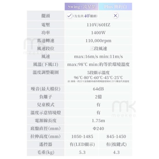 【meekee】小嵐-立式吹風機Swing+ 自動擺頭 懶人吹風 公司貨 新品